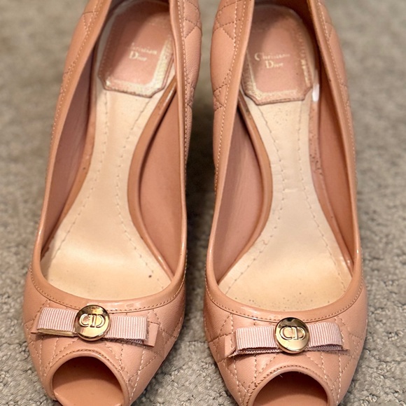 Dior Nude Pink Peep Toe Heels - Picture 1 of 9
